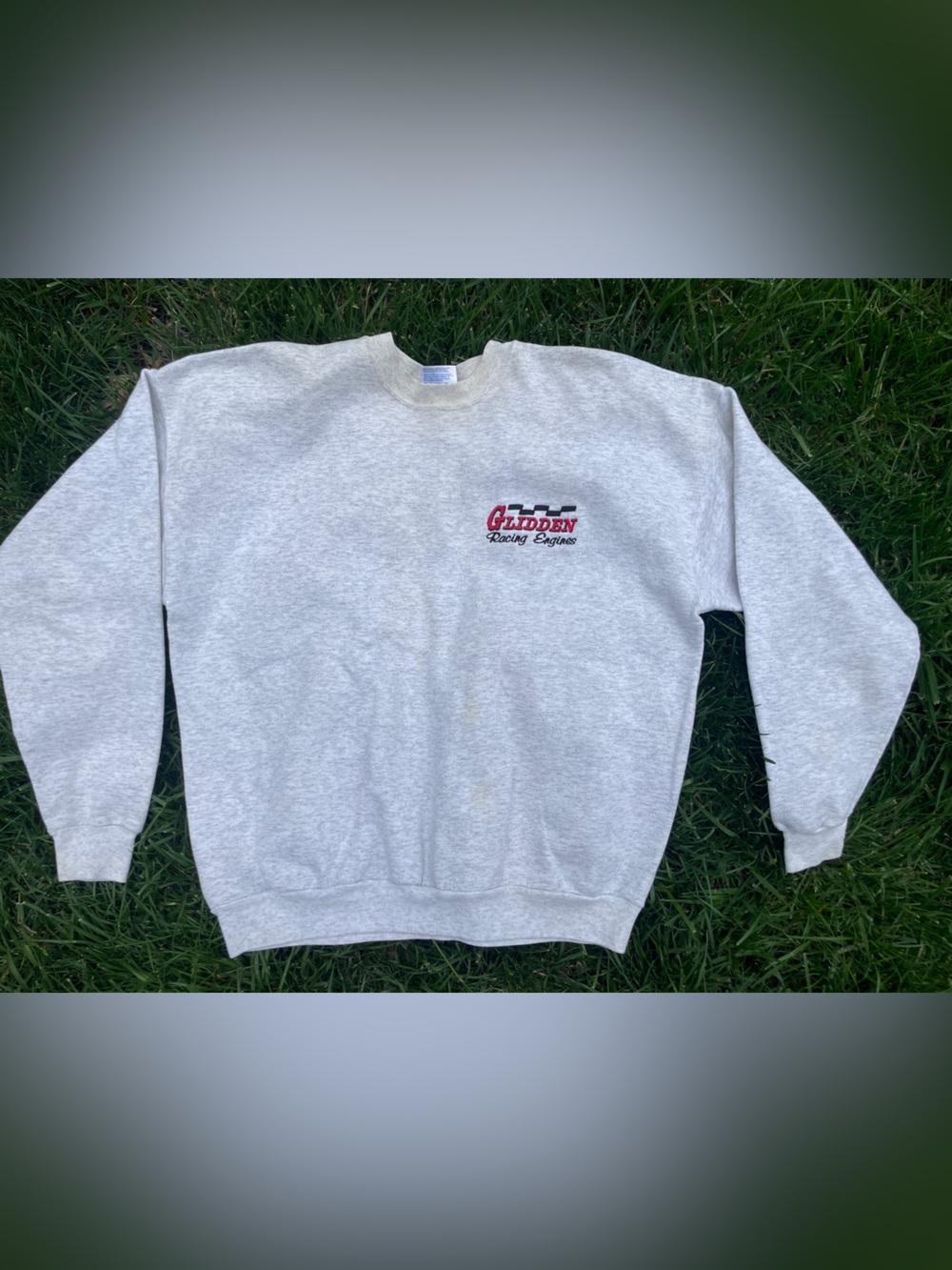 Vintage 90s Hanes Glidden Racing Engines Sweatshirt XL Gray